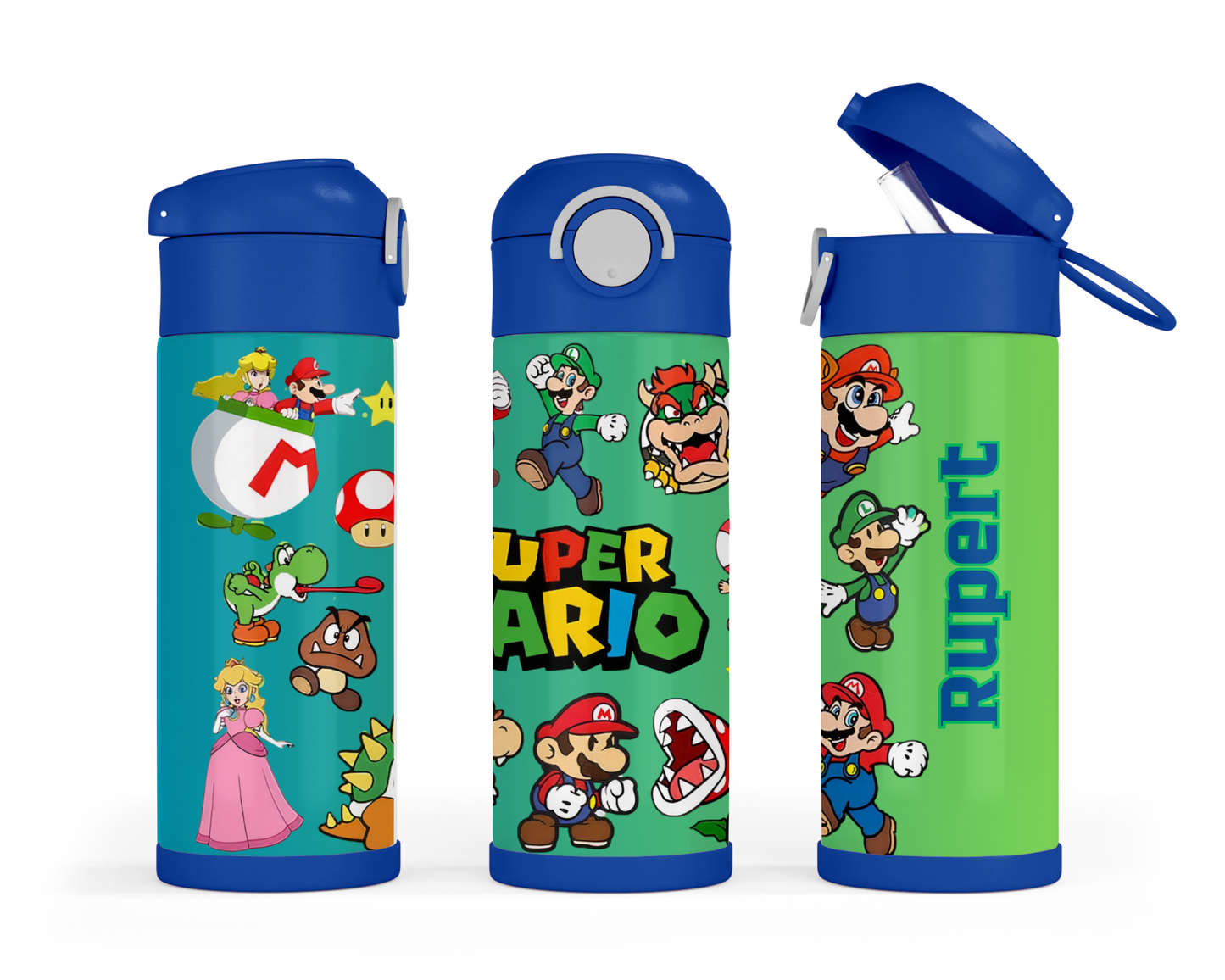 Personalized Kids 12oz Water Bottle: Mario Stainless Steel Flask