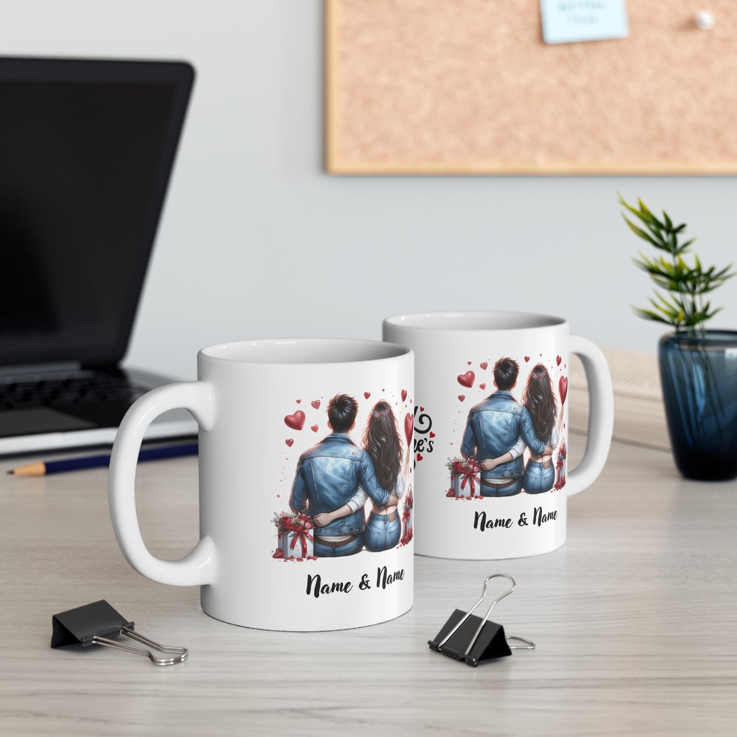 Personalised Valentine's Day Mug with Custom Names - Unique Gift for Your Loved One