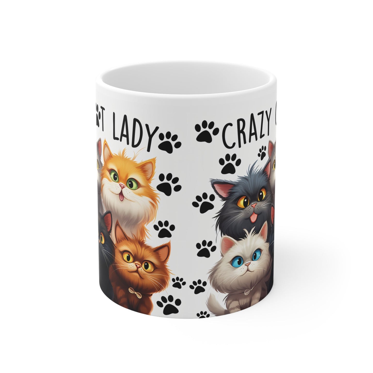 Crazy Cat Lady 11oz White Mug - Perfect Gift for Cat Lovers