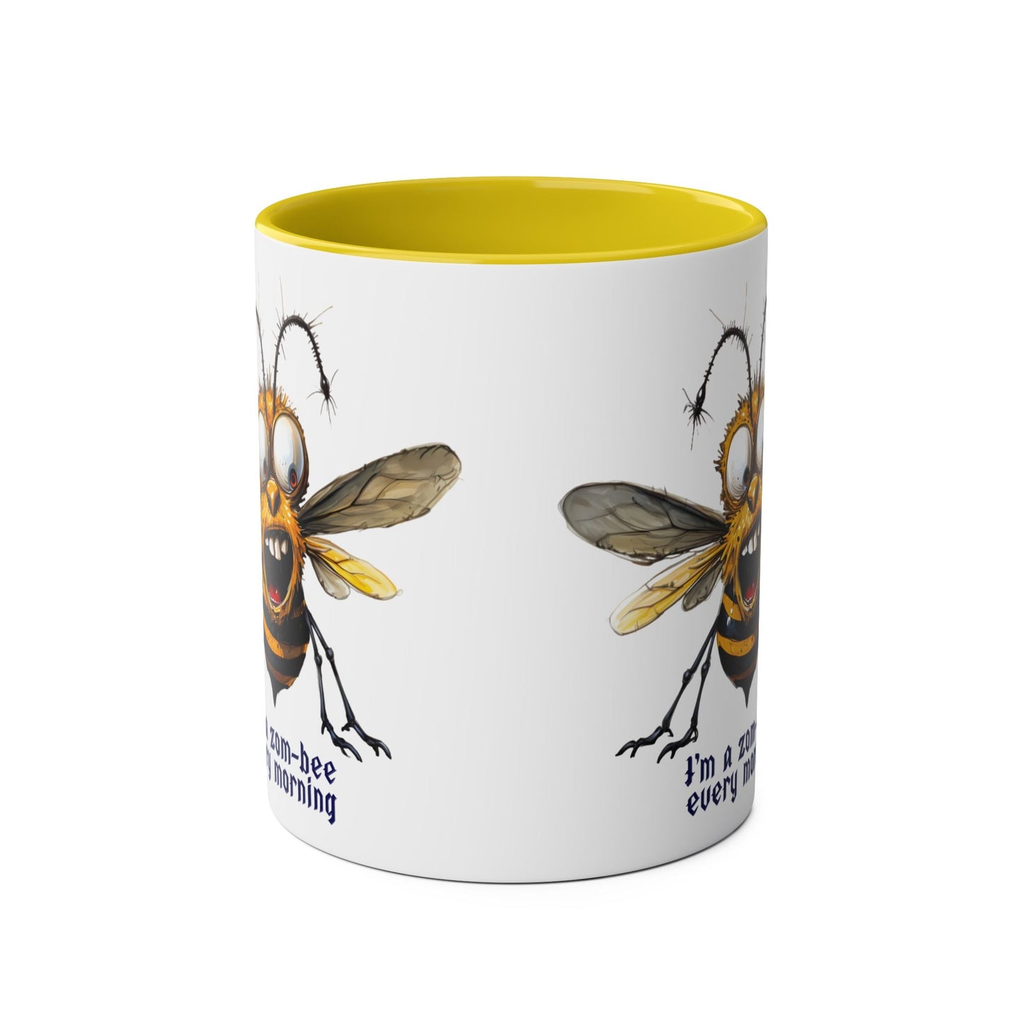 Funny Two-Tone Coffee Mug - "I'm a Zom-bee Every Morning"