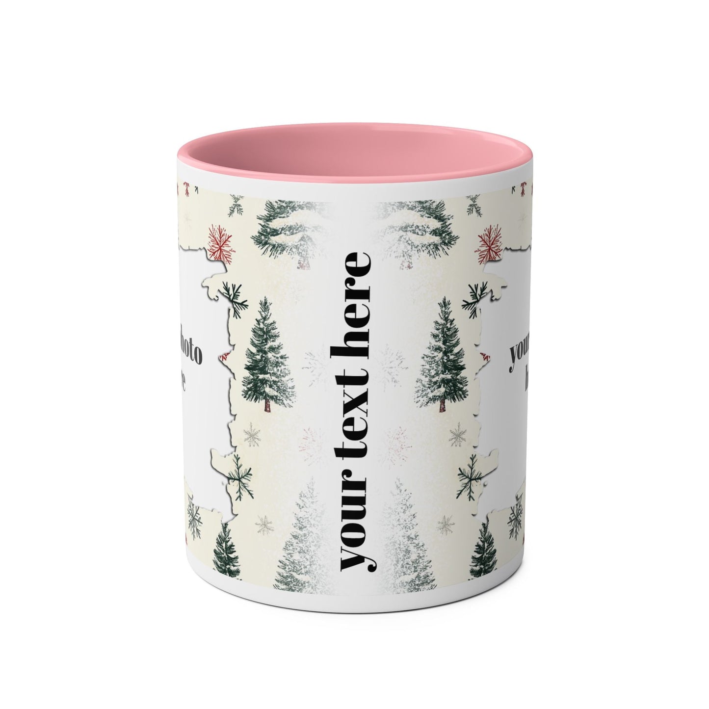 Festive Two-Tone Coffee Mug with Winter Forest Design - Perfect Holiday Gift