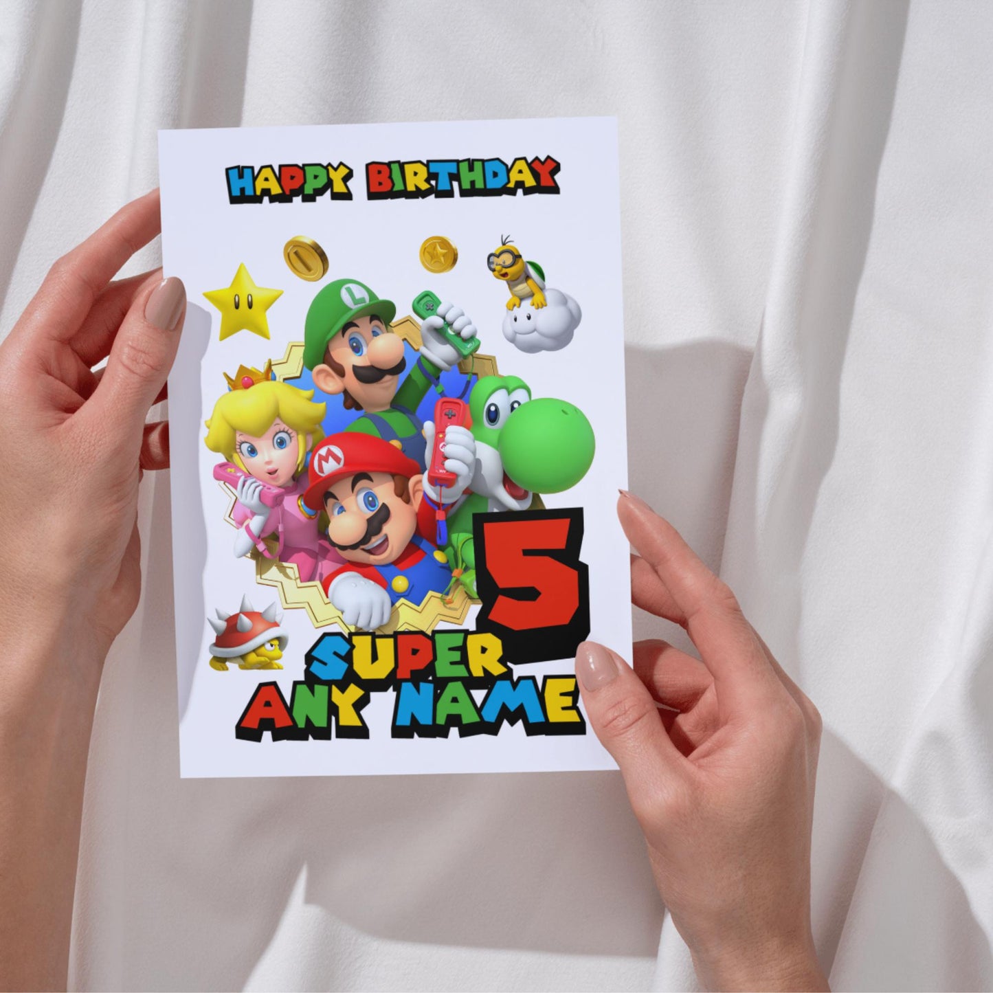 Super Mario-Themed Birthday Card โ Personalised Greeting Card with Envelope