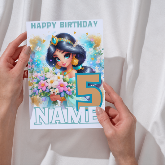 Personalised Princess Birthday Card – Custom Name & Age – 20x15cm (8x6 inches)