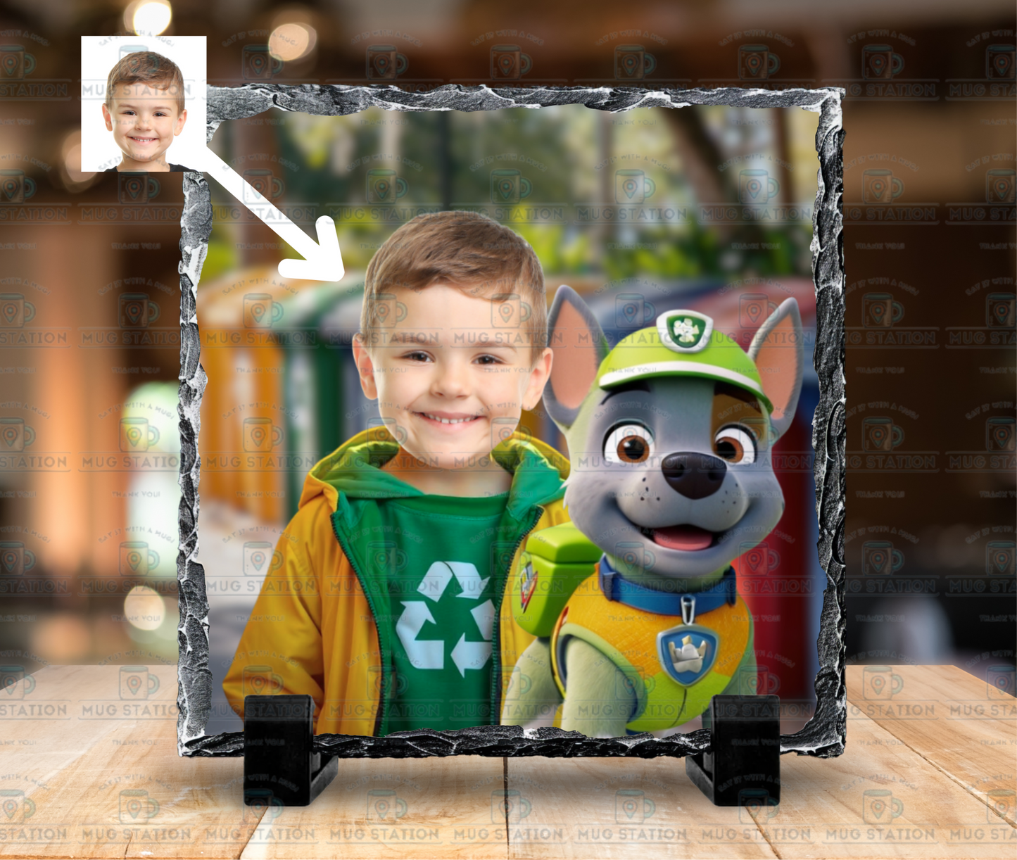 Personalised Cartoon-Style Photo Slate 20x20cm – Custom Kids' Gift with Their Favourite Characters | 6 Designs