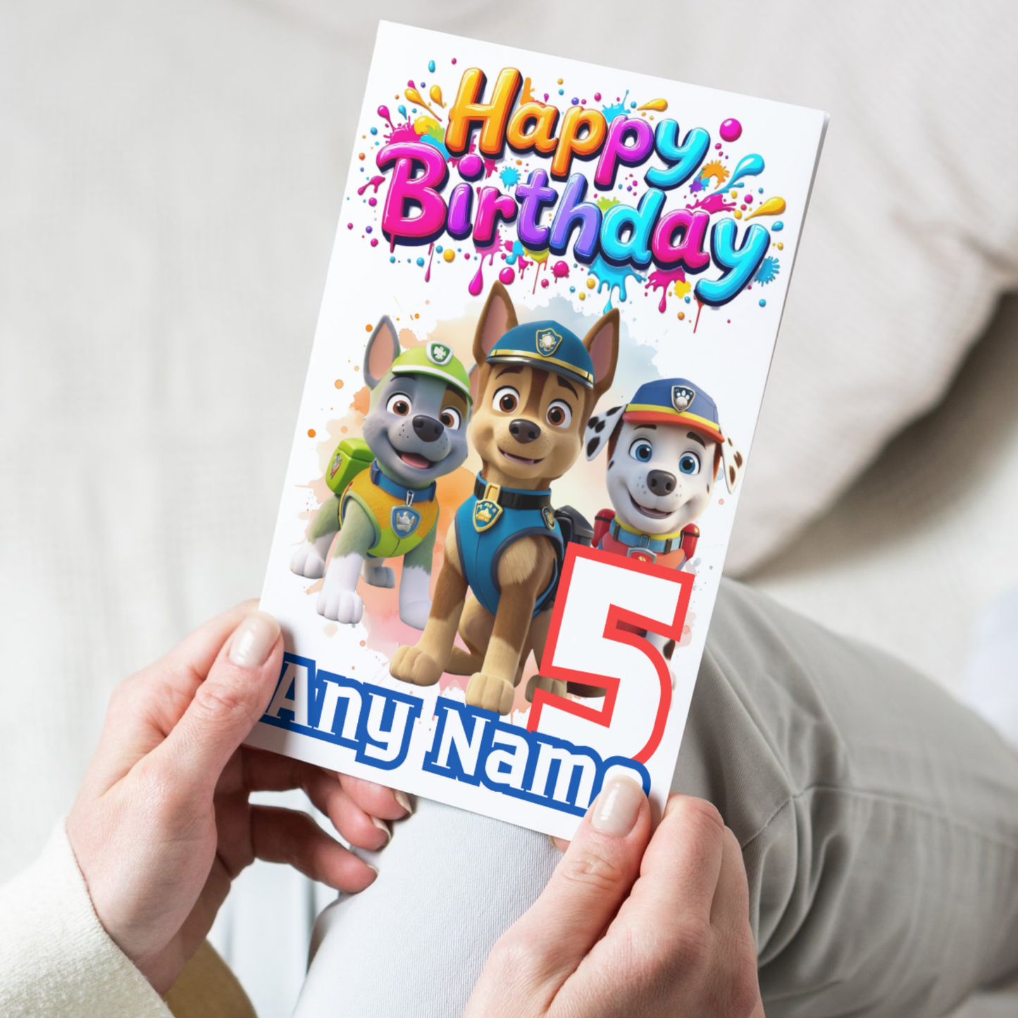 Customised Puppy Hero Birthday Card – A5 Kids Card with Name & Age – Fun Adventure Theme – Greeting Card with Envelope