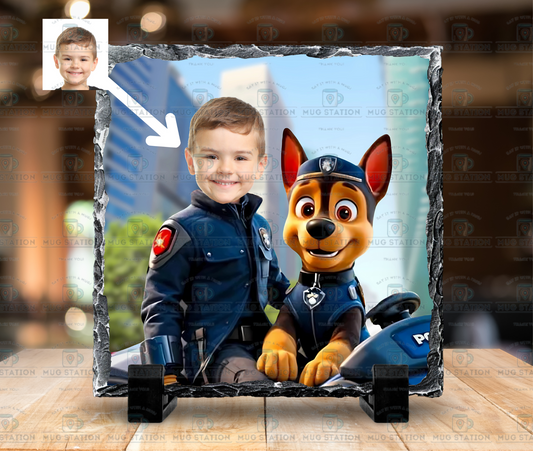 Personalised Cartoon-Style Photo Slate 20x20cm – Custom Kids' Gift with Their Favourite Characters | 6 Designs