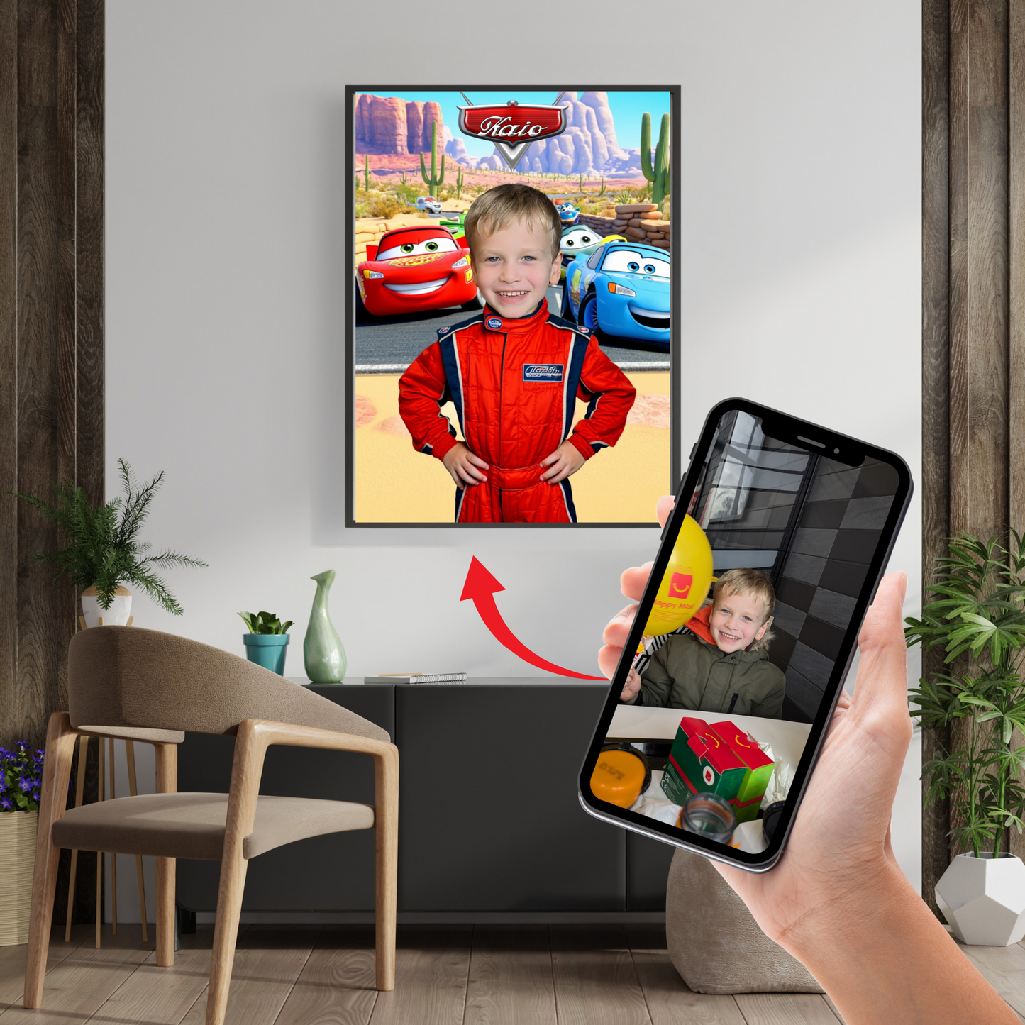 Custom Race Car Poster | Personalised Photo Collage for Boys
