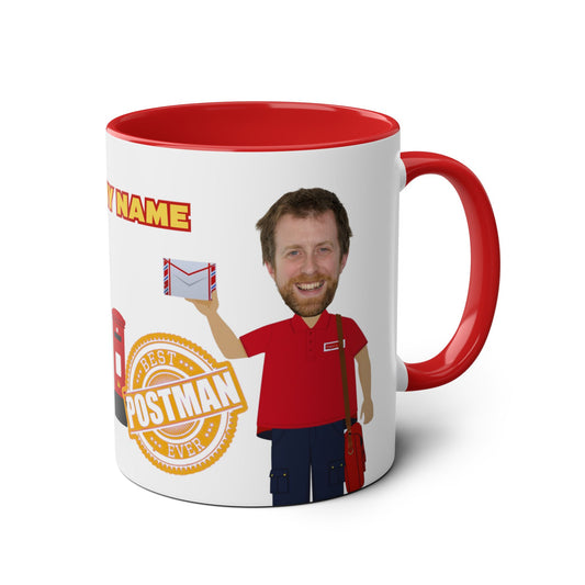 Personalised Postman Coffee Mug Caricature- Two-Tone 11oz