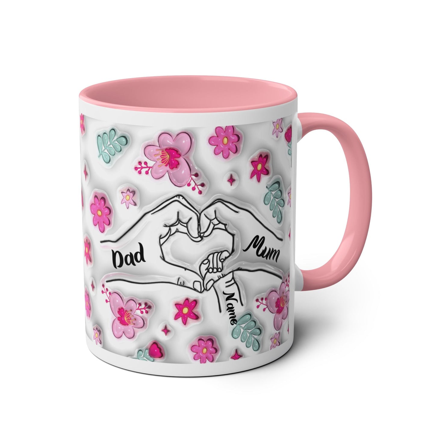 Personalised Two-Tone Coffee Mug for Mum & Dad – Floral Design – Perfect Gift for Parents