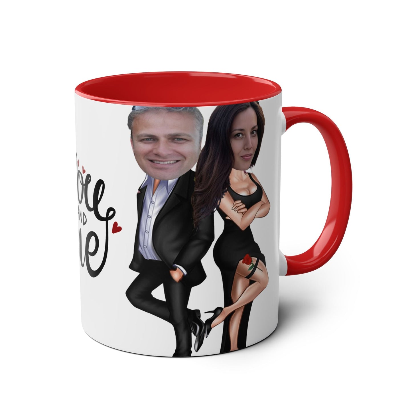 Personalized Two-Tone Coffee Mug - "You and Me" Design for Couples