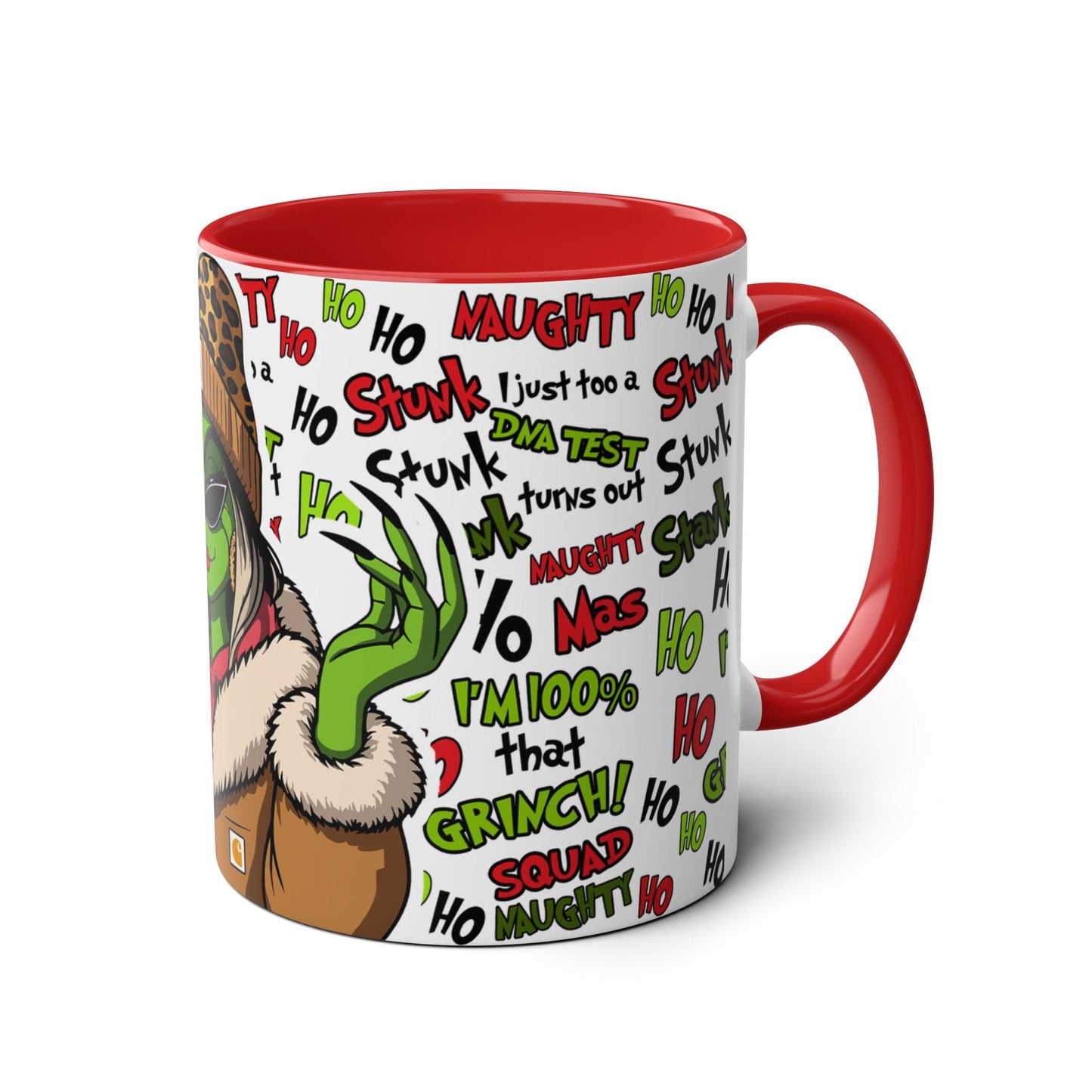 Festive Grinch Coffee Mug - 11oz Two-Tone Holiday Mug for Christmas Cheer