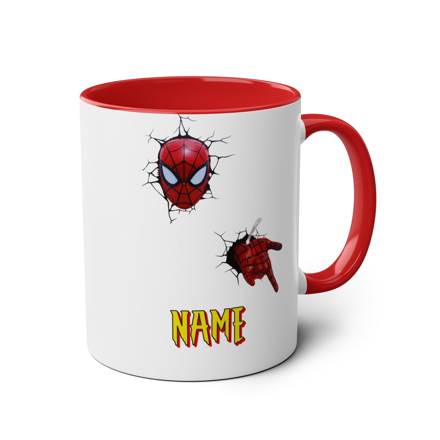 Personalised Two-Tone Spider-Man Coffee Mug, 11oz - Custom Names & Fun Design