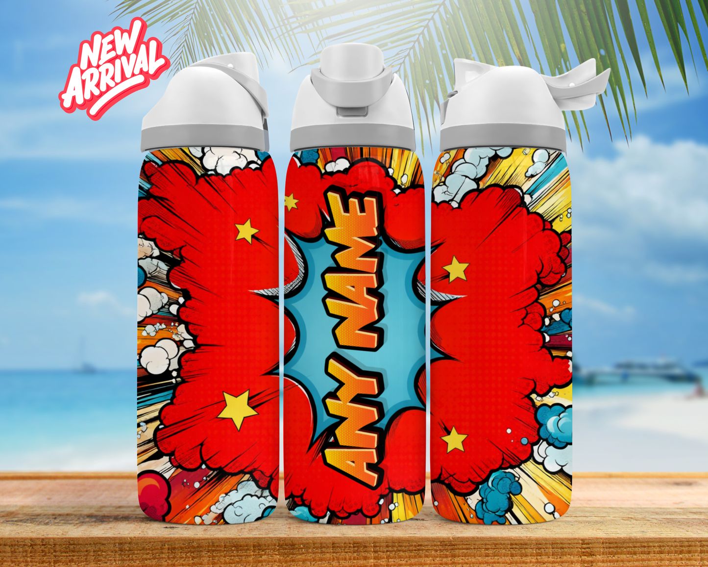 Personalised Comic Book Water Bottle | 24oz Owala Style