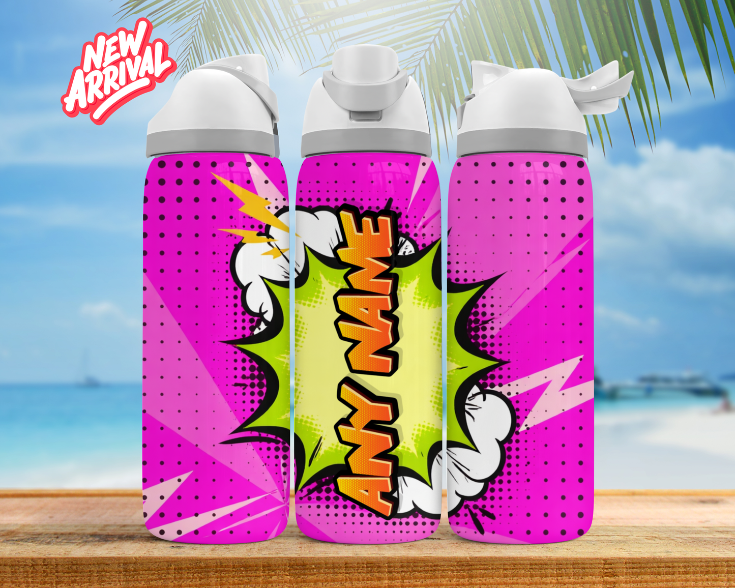 Personalised Comic Book Water Bottle | 24oz Owala Style