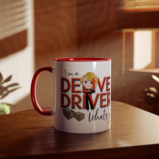 Unique Two-Tone Coffee Mug for Delivery Drivers - "I'm a Delivery Driver, What's Your Superpower?" - 11oz Fun Mug Gift