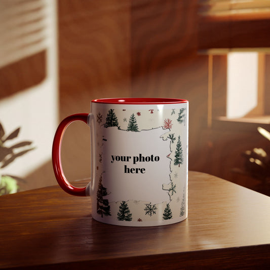 Festive Two-Tone Coffee Mug with Winter Forest Design - Perfect Holiday Gift