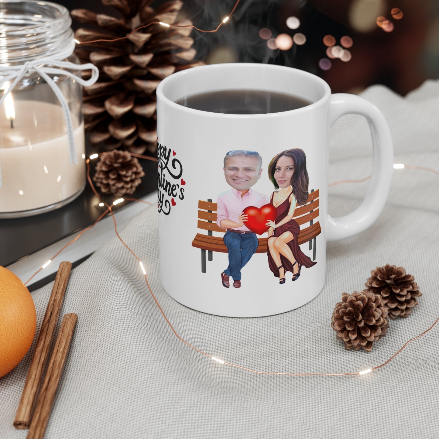 Customised Happy Valentine's Day Mug - Perfect Gift for Couples- Caricature Your Photos