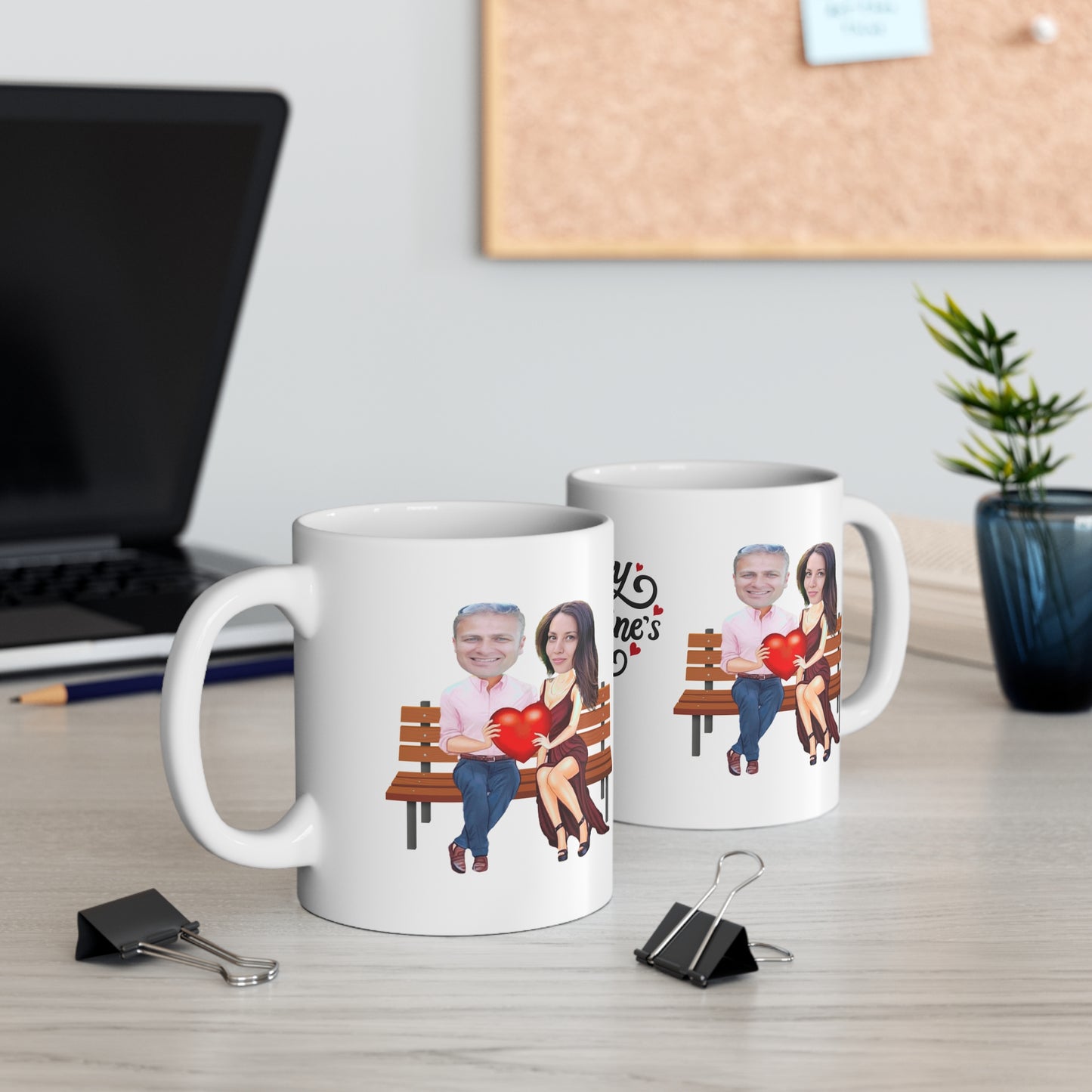 Customised Happy Valentine's Day Mug - Perfect Gift for Couples- Caricature Your Photos