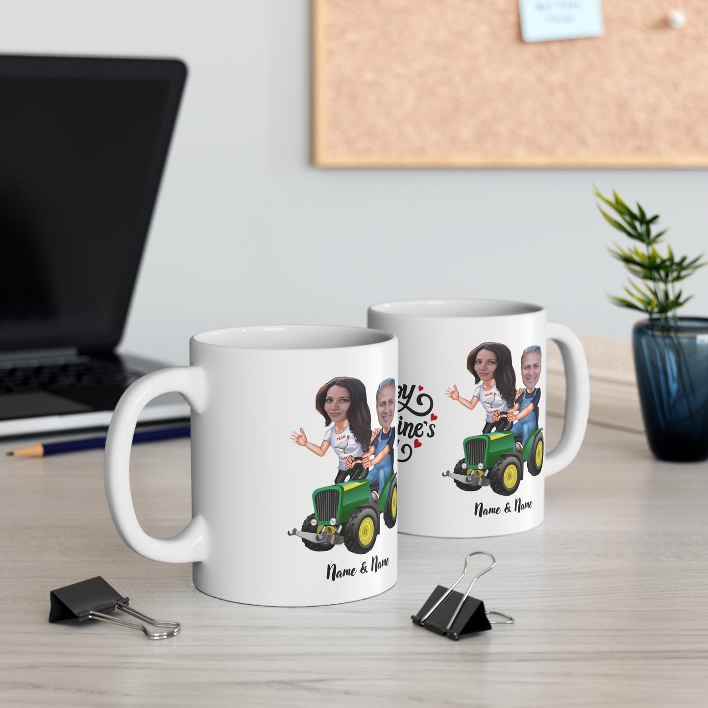 Customised Happy Valentine's Day Mug - Perfect Gift for Couples- Caricature Your Photos-Farm Farme