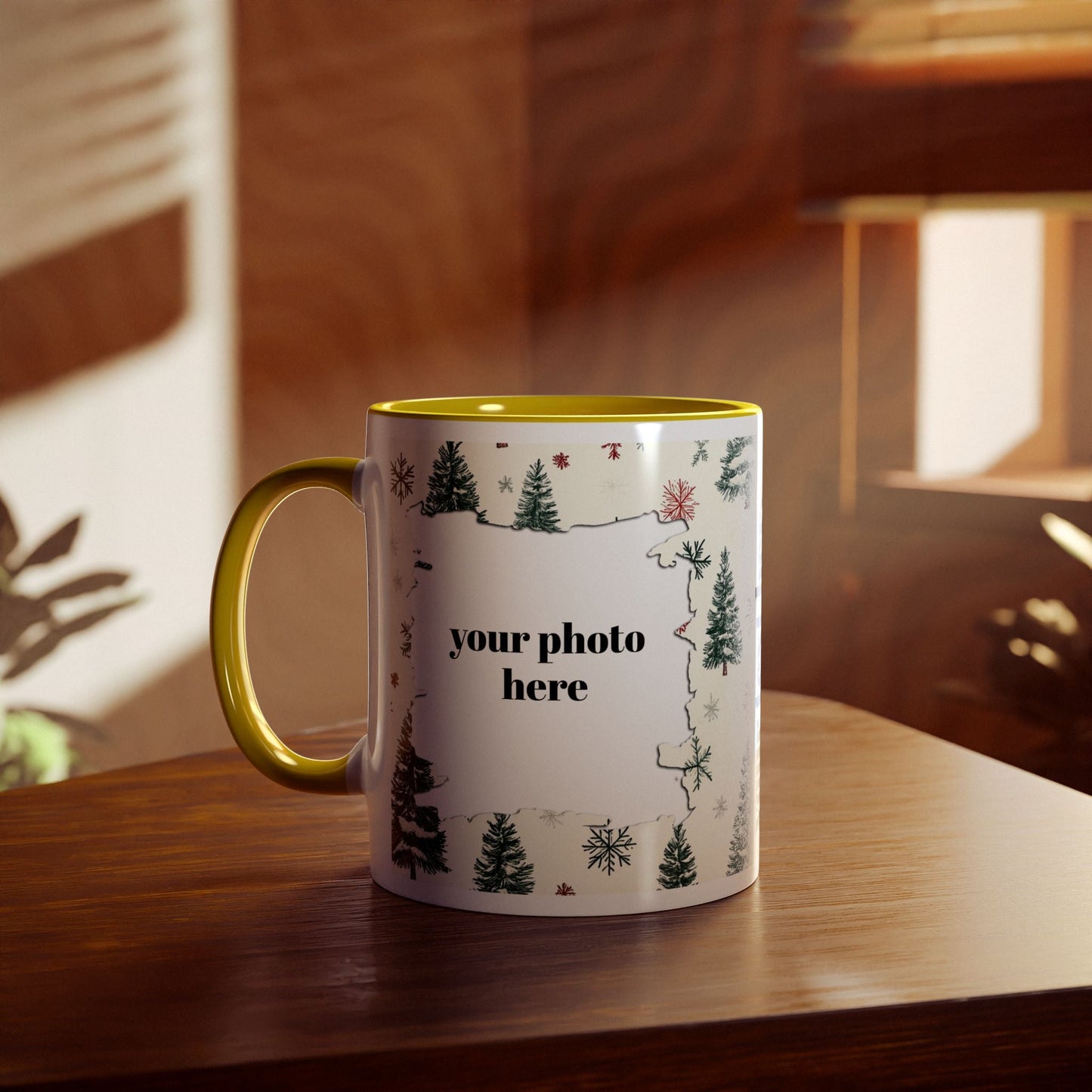 Festive Two-Tone Coffee Mug with Winter Forest Design - Perfect Holiday Gift