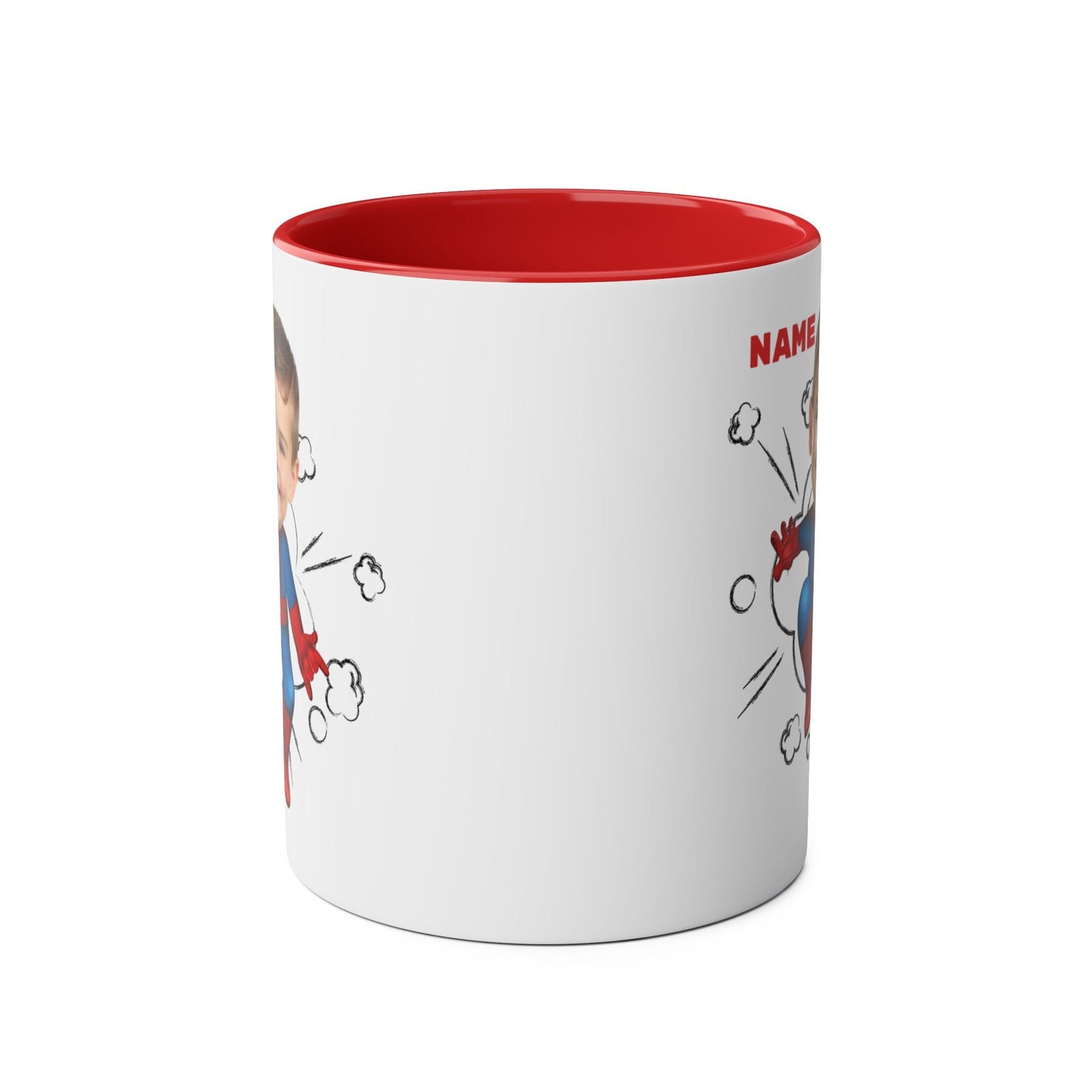 Personalised Superhero Coffee Mug - Fun Two-Tone 11oz Gift for Kids