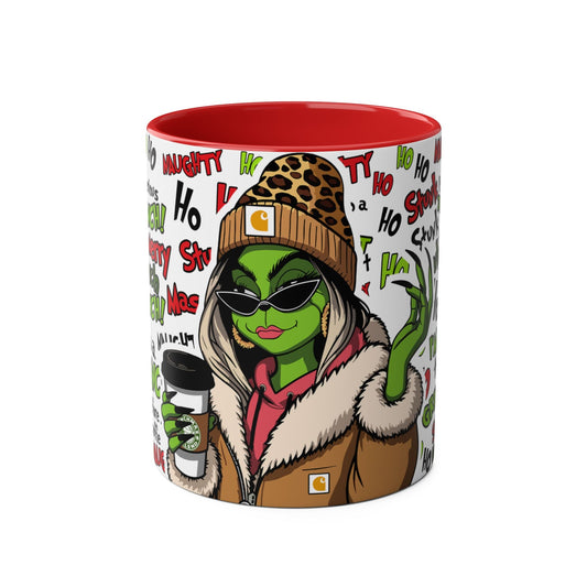 Festive Grinch Coffee Mug - 11oz Two-Tone Holiday Mug for Christmas Cheer