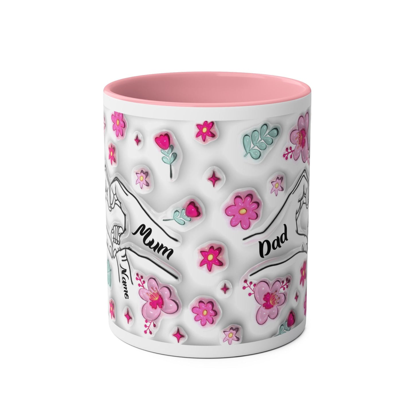 Personalised Two-Tone Coffee Mug for Mum & Dad – Floral Design – Perfect Gift for Parents