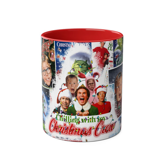 Festive Two-Tone Coffee Mug - 'Chilling with my Christmas Crew' - 11oz