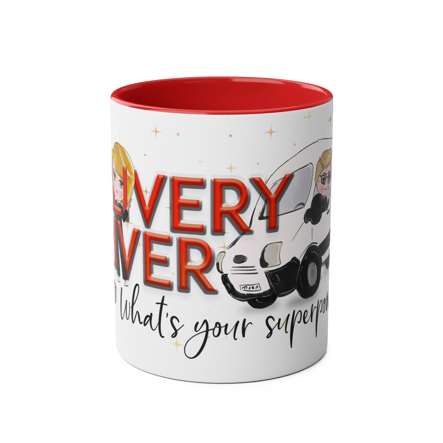 Unique Two-Tone Coffee Mug for Delivery Drivers - "I'm a Delivery Driver, What's Your Superpower?" - 11oz Fun Mug Gift