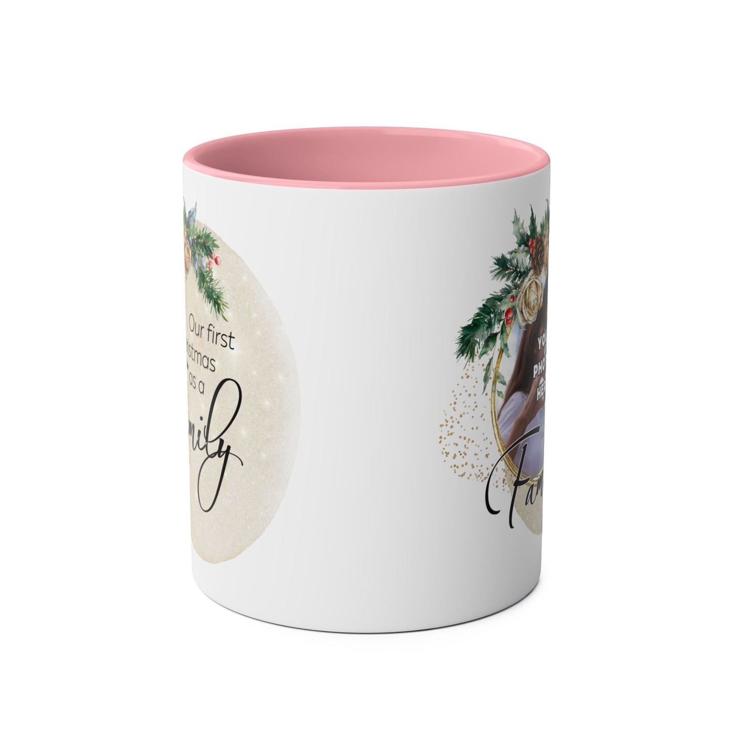 Our First Christmas as a Family Two-Tone Coffee Mug - 11oz Holiday Gift