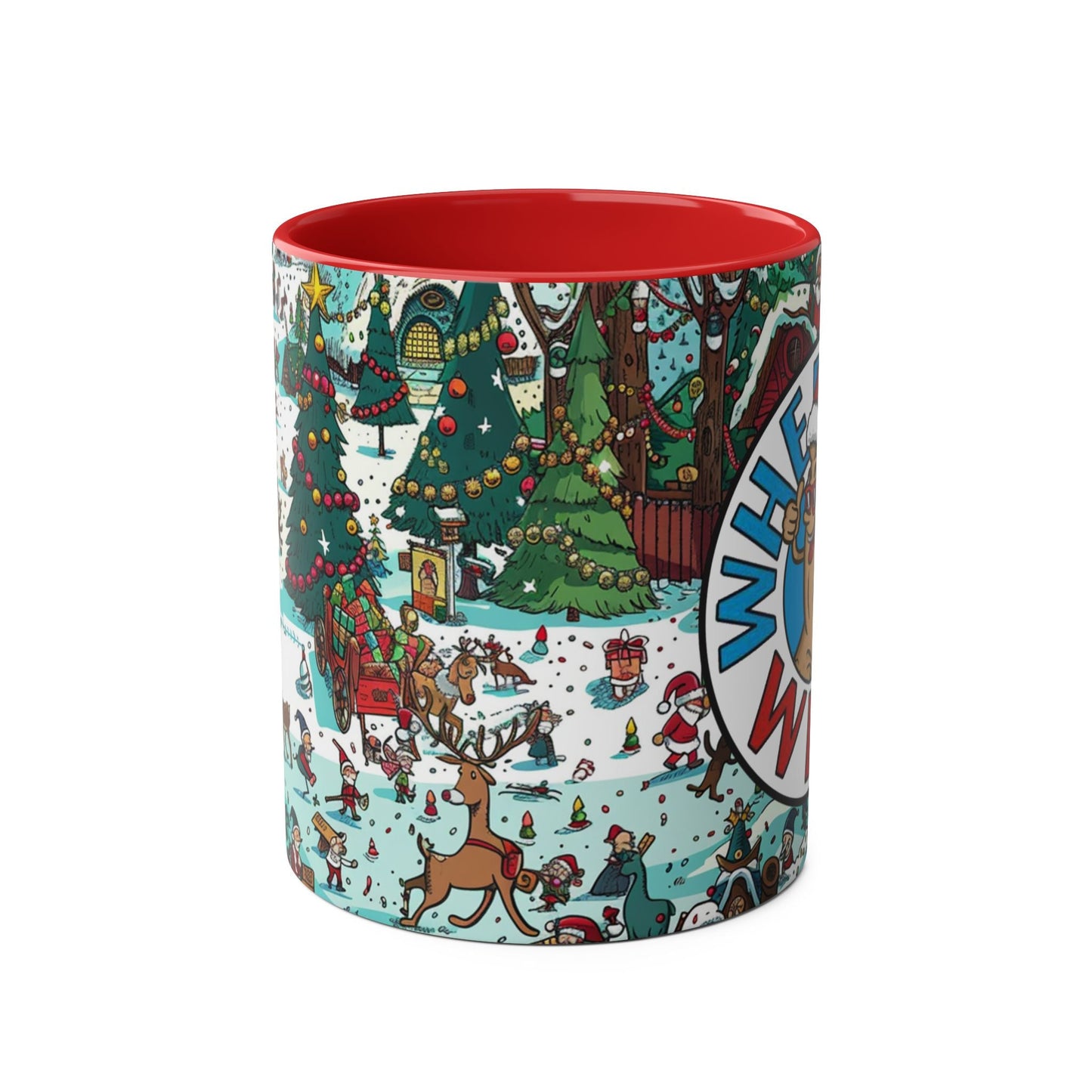 Funny Festive Two-Tone Coffee Mug - 11oz Holiday Cheer Design Where is Willy?