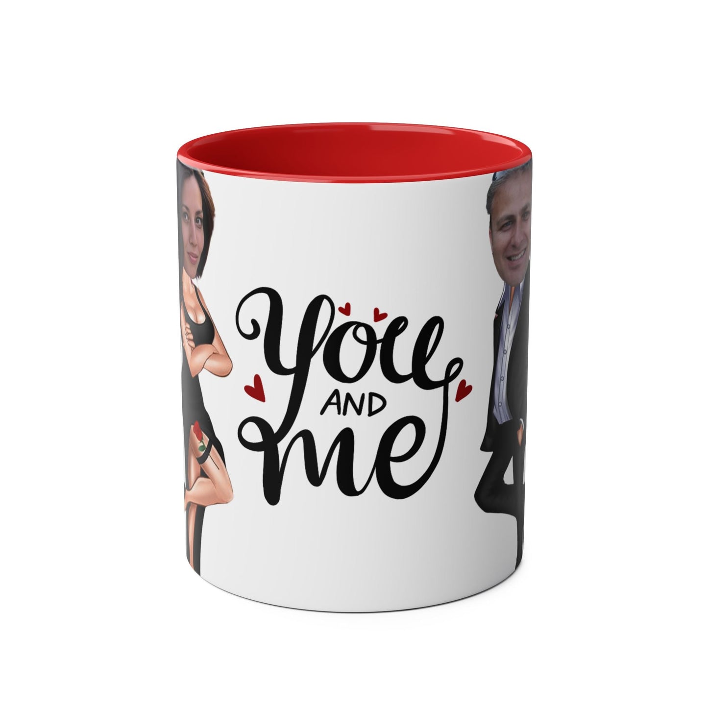 Personalized Two-Tone Coffee Mug - "You and Me" Design for Couples