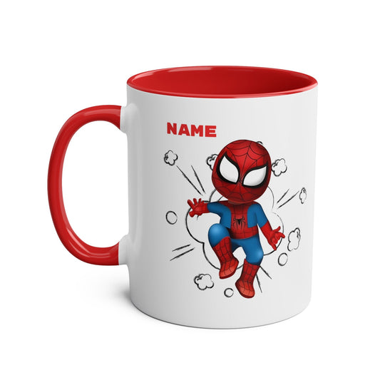 Personalised Spiderman Two-Tone Coffee Mug - Fun, Customizable 11oz Mug for Kids and Fans