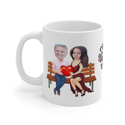 Customised Happy Valentine's Day Mug - Perfect Gift for Couples- Caricature Your Photos