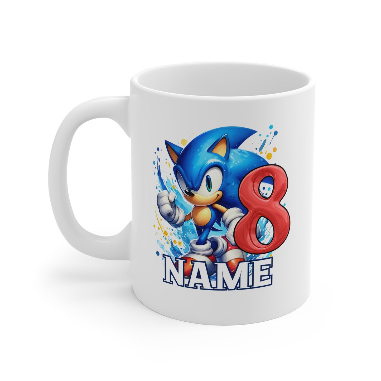 Sonic Birthday Mug – Customised with Name & Year for a Special Day