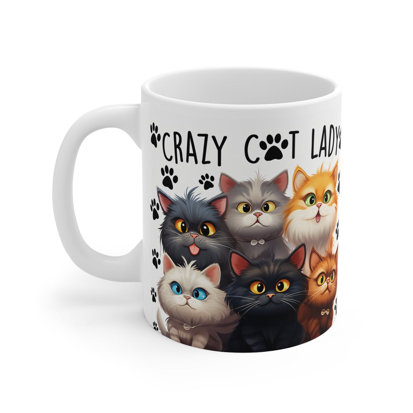 Crazy Cat Lady 11oz White Mug - Perfect Gift for Cat Lovers