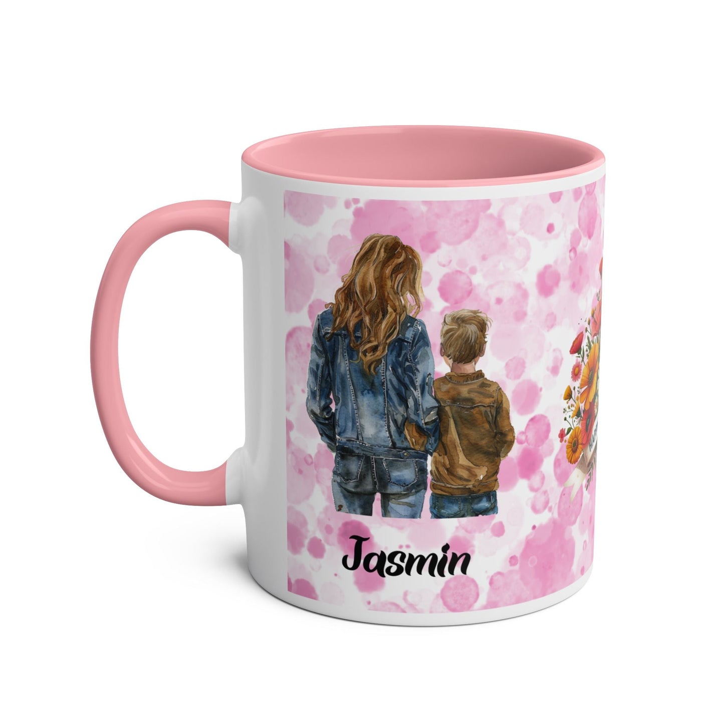 Personalised Mother's Day Two-Tone Coffee Mug - Floral Design