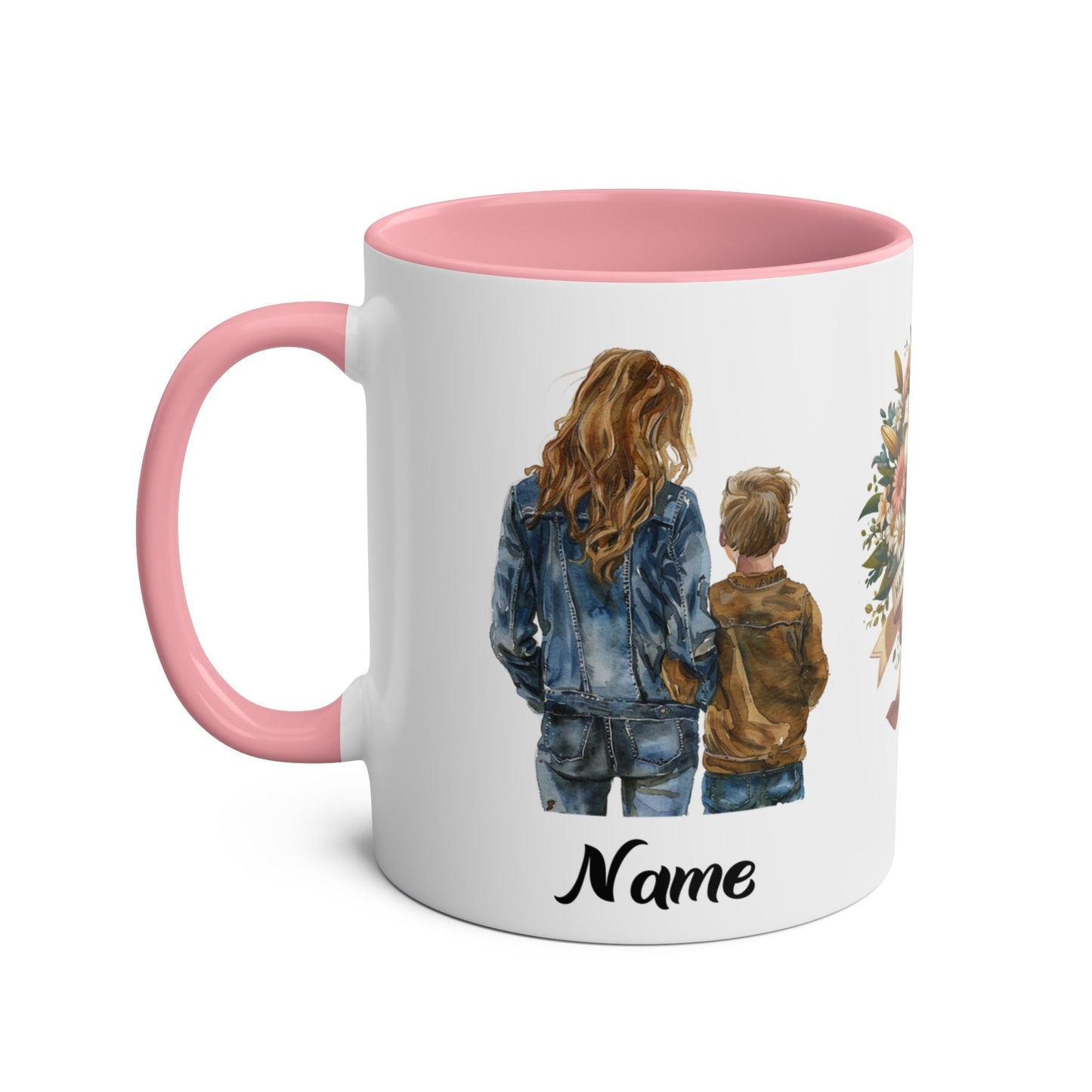 Personalised Two-Tone Coffee Mug - Happy Mother's Day Gift with Floral Design