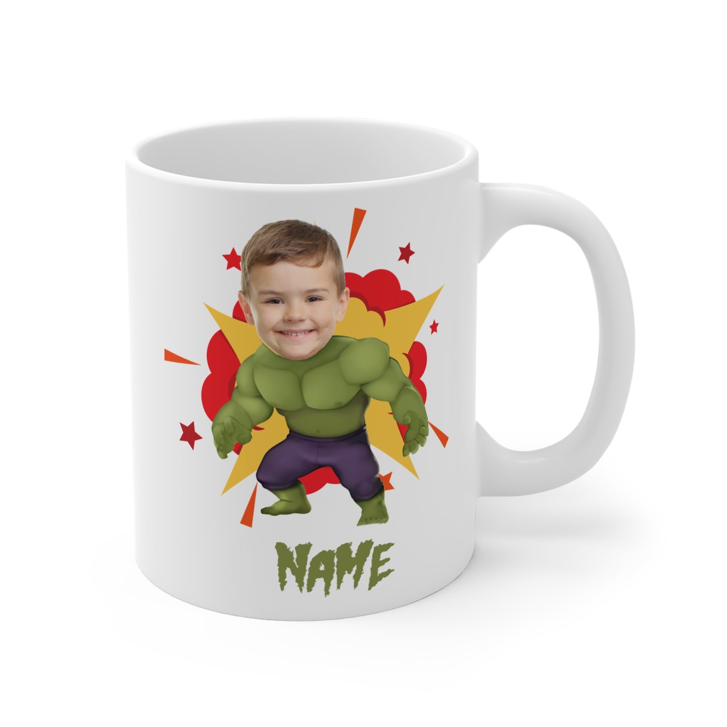 Personalied Superhero Mug for Kids - Custom Name & Fun Hulk Design