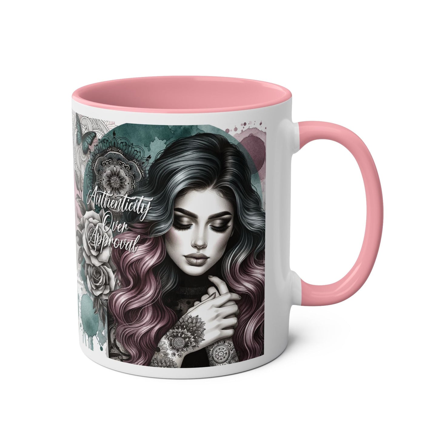 Artistic Two-Tone Coffee Mug – 11oz | Authenticity Over Approval Design