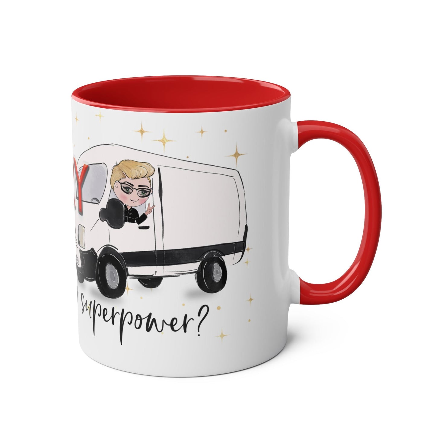 Unique Two-Tone Coffee Mug for Delivery Drivers - "I'm a Delivery Driver, What's Your Superpower?" - 11oz Fun Mug Gift