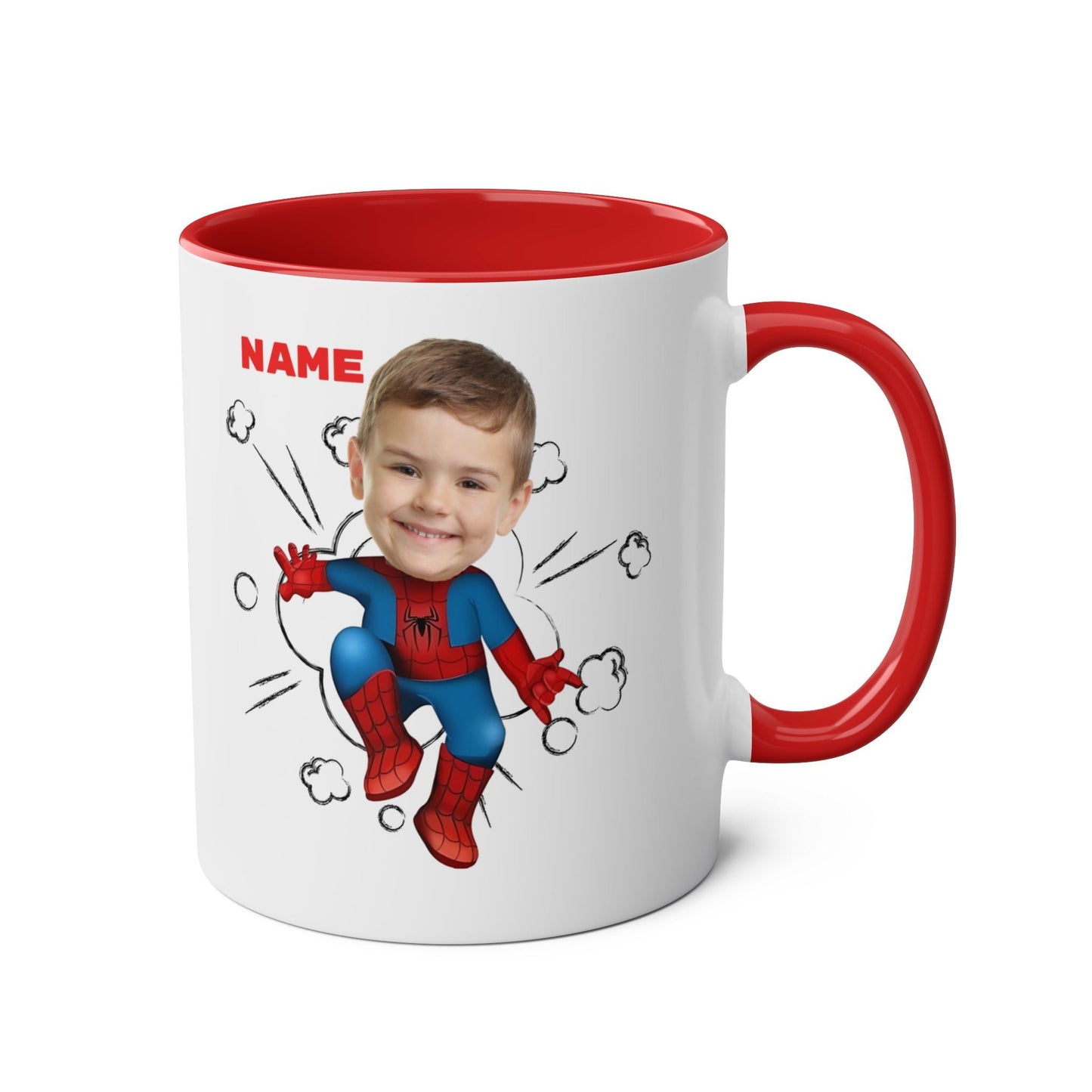 Personalised Superhero Coffee Mug - Fun Two-Tone 11oz Gift for Kids