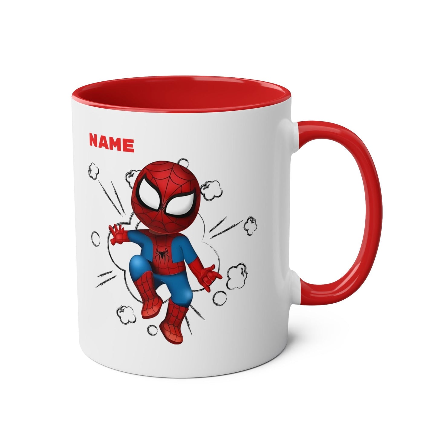 Personalised Spiderman Two-Tone Coffee Mug - Fun, Customizable 11oz Mug for Kids and Fans