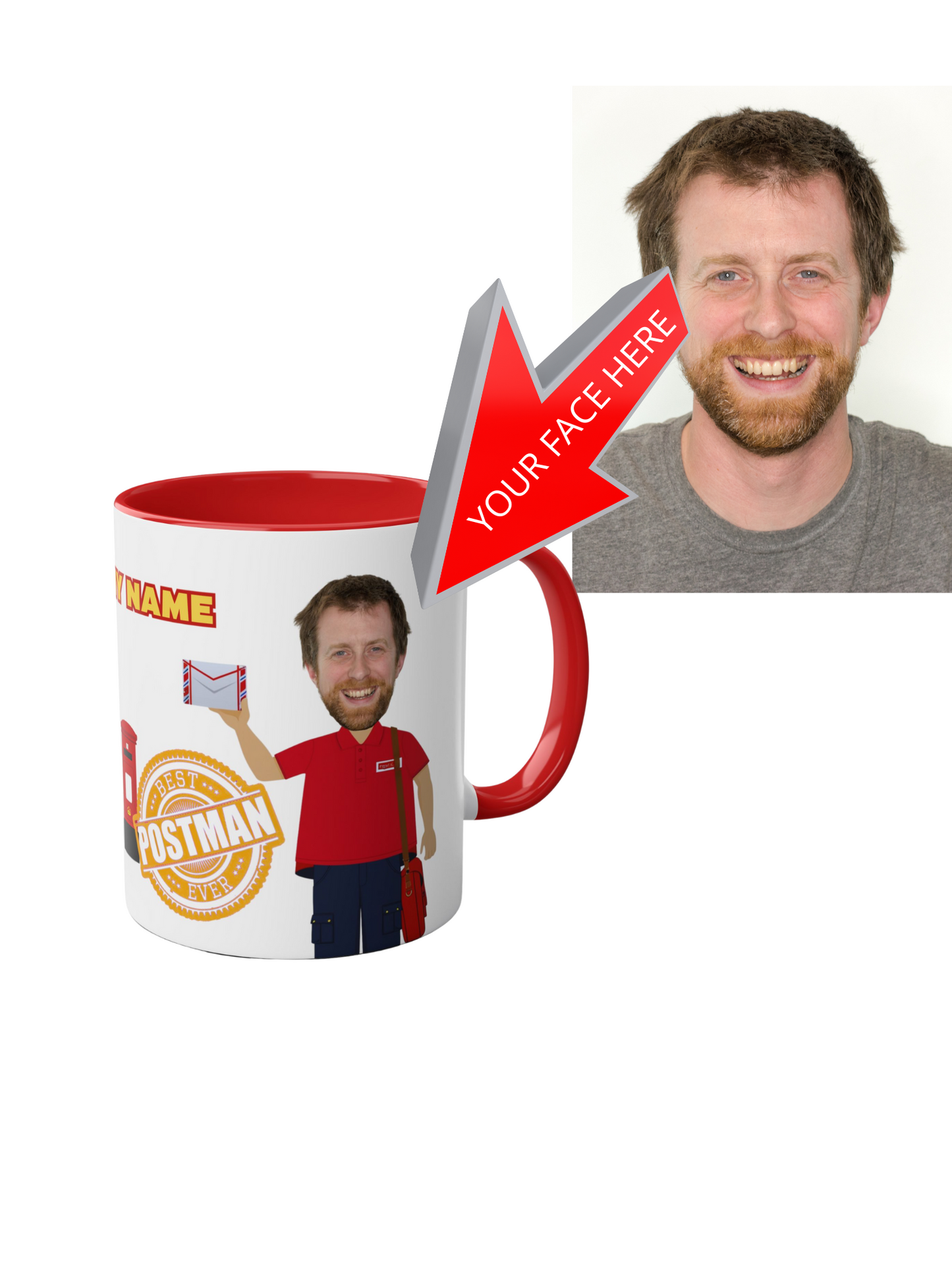 Personalised Postman Coffee Mug Caricature- Two-Tone 11oz