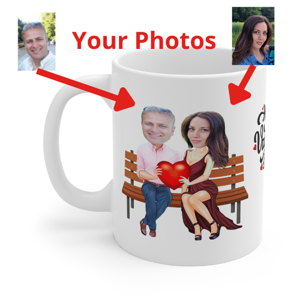 Customised Happy Valentine's Day Mug - Perfect Gift for Couples- Caricature Your Photos