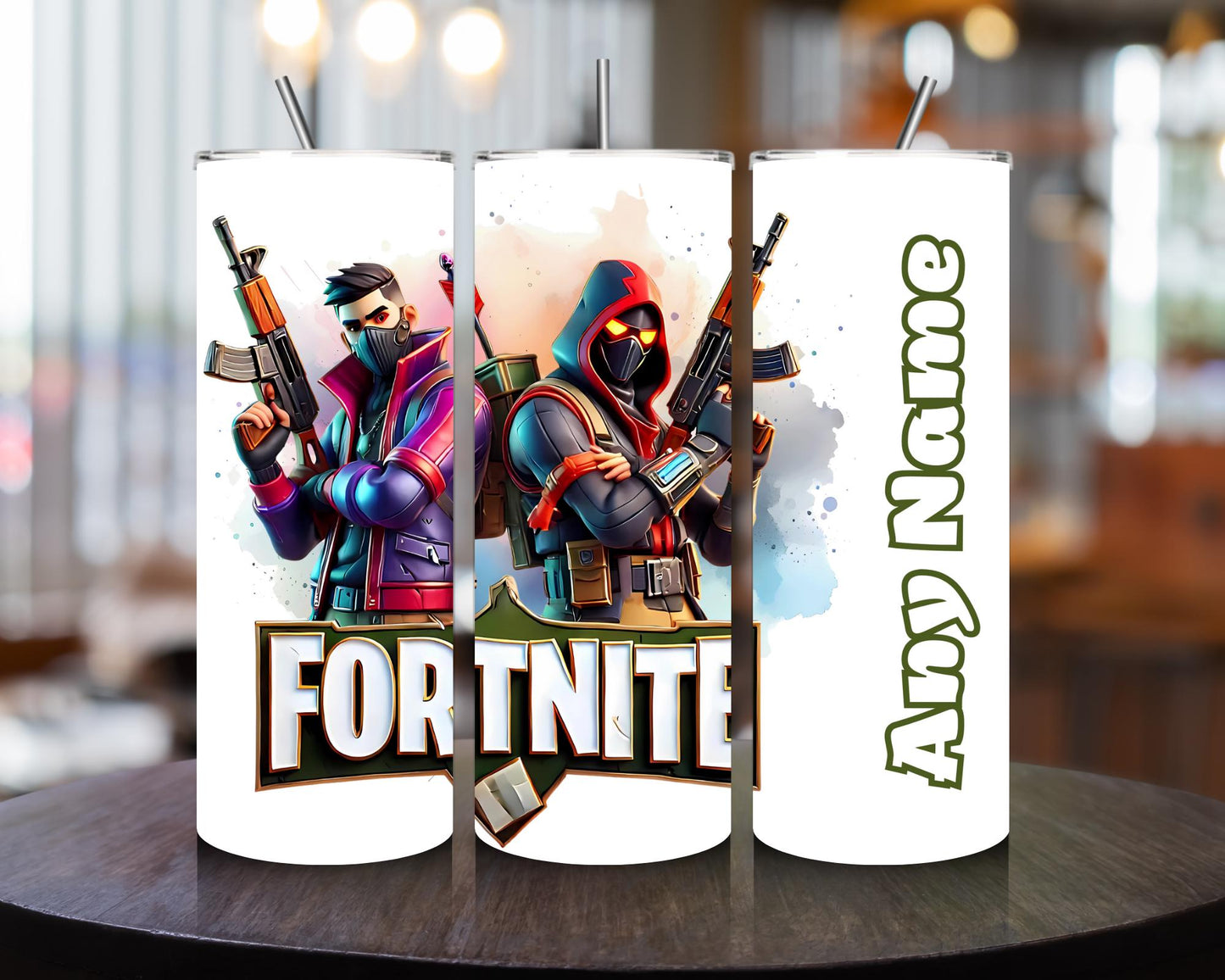 Personalised 20oz Gaming F nite Tumbler with Metal Straw – Perfect for Gamers-Free Gift Box