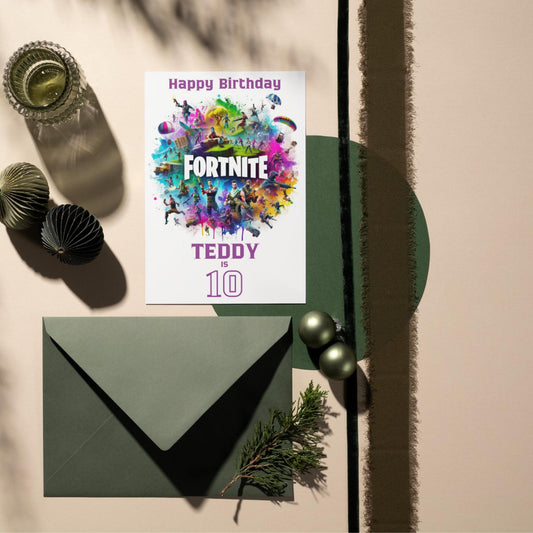 Gaming F-Nite Themed Birthday Card – Perfect for Video Game Lovers!